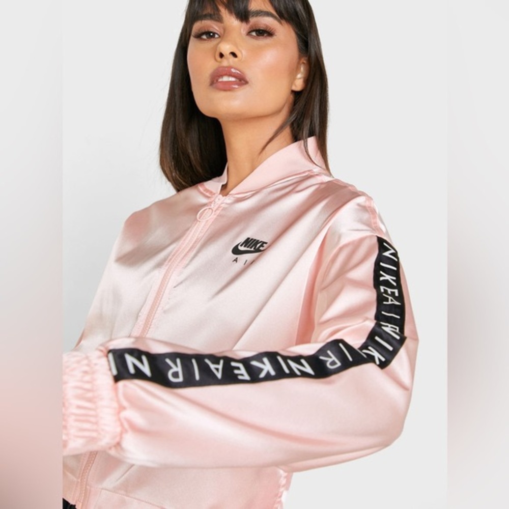 Nike Air Women’s Pink Satin Lightweight Crop Bomber Jacket Small